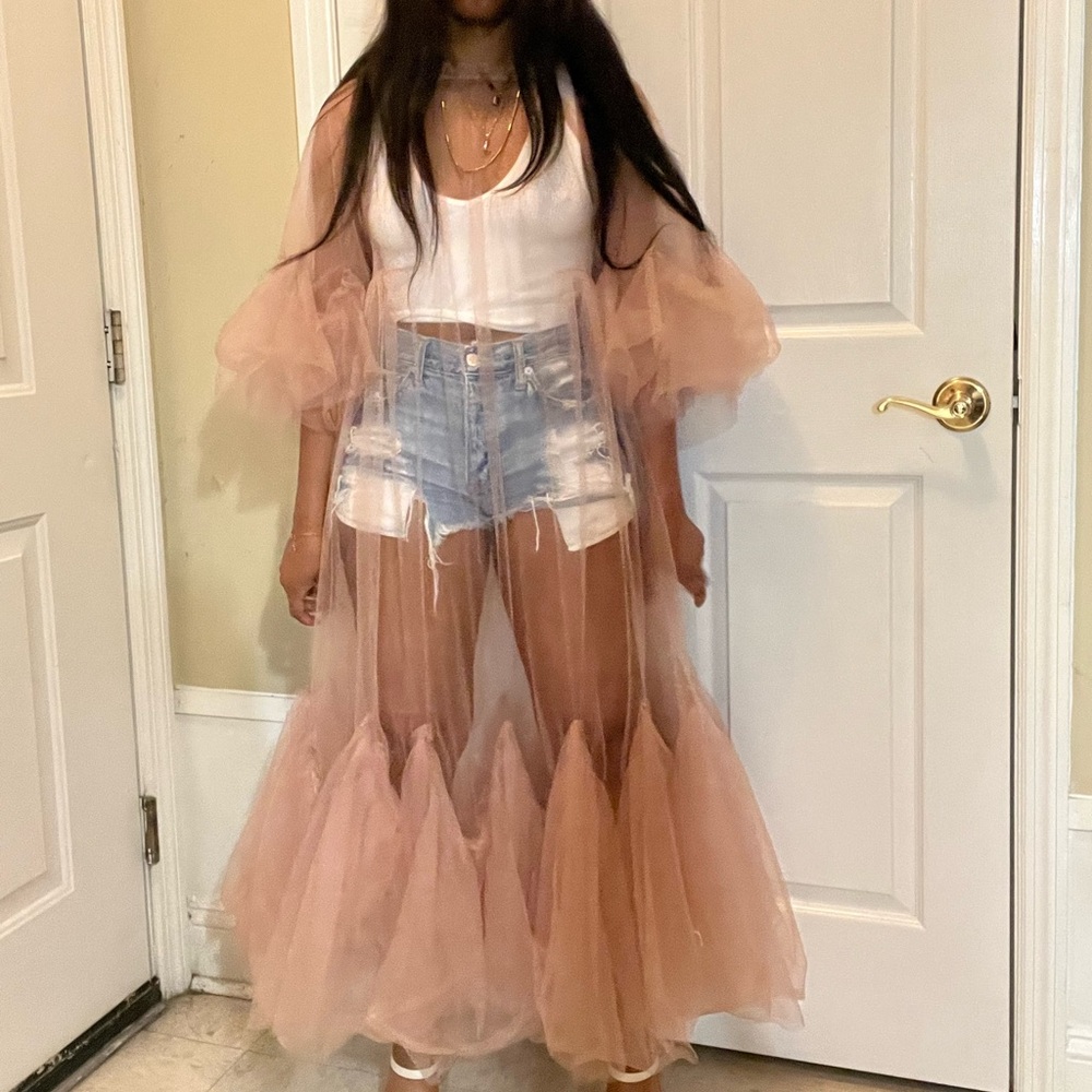 Anthropologie Mauve Sheer Maxi Dress